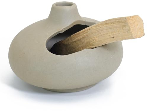 BEYLAB Mini Palo Santo Halter, Räucherstäbchenhalter für Palo Santo Sticks Brenner räucherholz, Meditations Yoga Holz Brenner Schüssel Ständer mit Aschenfänger Modern Minimalistisch - Clay