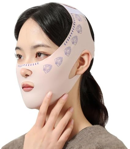 Face Sculpting V Face Beauty Schlafmaske Nasolabial Falten Verbandsmaske ist atmungsaktiv und elastisch, um das Kinn zu straffen (rosa(Einteilig fächerförmig))