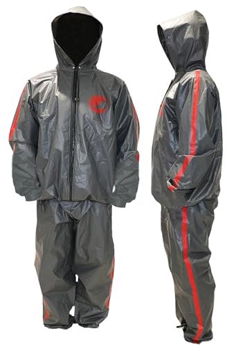 MAXSTRENGTH Sauna Suit Men Heavy Duty Sauna Sweat Track Suit Anti-Rip Fitness Workout Slimming Belt Fat Running Boxing MMA Shaper Heat Trapping Body Suit (Grey, Large)