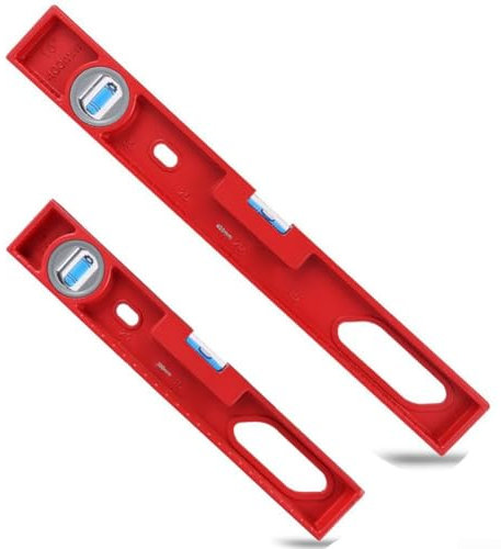 Eawfgtuw Regla de nivel magnética de aleación de aluminio de 30/40 cm, herramienta de medición de alta precisión con mango hueco para el hogar, taller, fábrica, burbujas de nivelación vertical y