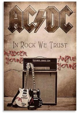 YRAEYWAER AC DC (4) Poster, ästhetische Dekoration, Wohnzimmer, Wohnzimmer, Wandkunst, Dekoration, Poster, 30 x 45 cm, ungerahmter Stil