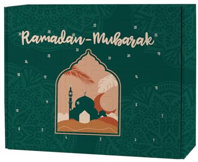 Ramadan Kalender zum Selbstbefüllen für Kinder, Freunde & Familie | Motive | Jungen & Mädchen zum Zuckerfest EID (Grüne Moschee)