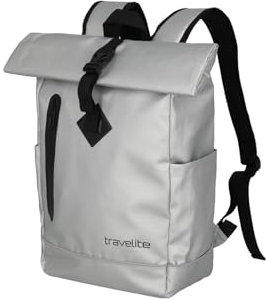 Travelite Rolltop Rucksack wasserfest, Fahrradrucksack, Freizeitrucksack mit Rolltop Verschluss & Reflektoren, BASICS, 48 cm, 19 Liter
