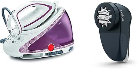 Bundle of Calor Pro Express Ultimate Centrale Vapeur, Haute Pression, 7.3 bars, Fonction Pressing 490 g/min, Fabrique en France GV9560C0 + Calor Rasoir anti-peluches rechargeable, JA7002C0, Bleu Trust