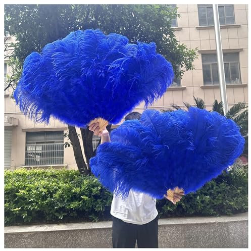 Ostrich Marabou Feather Hand Fan, 100CM Size Fans Hand Fan(Royal Blue,1PCS)