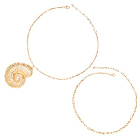 FRCOLOR Goldene Kette Muschel für Strandurlaub Elegantes Schmuckstück mit Muschelanhänger aus Metall Damenschmuck für Besondere Anlässe