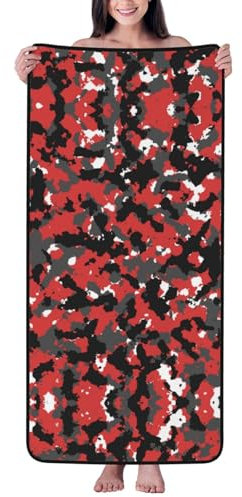 WSHFFILO Badetuch, Strandtuch, Camouflage, Korallen-Samt