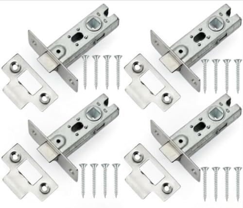 Interior Door Tubular Latch Set, 65mm, 4-Pack with Strike Plates and Mounting Screws,