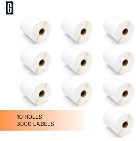 GROF Thermo Versandetiketten 102x152mm (4x6 in) 10 Rollen 3000 Etiketten | Selbstklebend kompatibel mit Zebra GK420d/GX420d/GX430t & Munbyn/Rollo - DHL, GLS, DPD Paketversand, Onlinehandel & Logistik