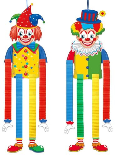 Clown Banner Karneval, Kaluofan 2 Stück Clown Deko Karneval | Clown Fasching Deko Hängend Tür Wand Retractable Fußanhänger,Fasching Party Deko für Geburtstag Garten Fenster Deko