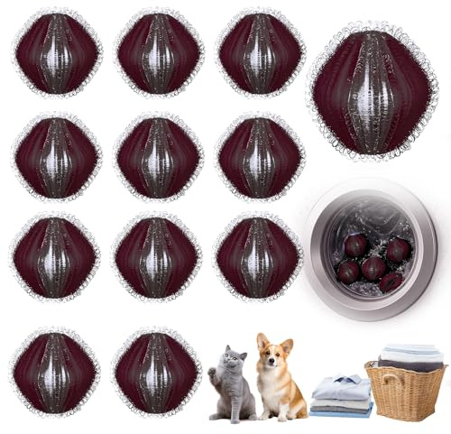 Haarfänger Waschmaschine – 12er Set Fusselbälle gegen Tierhaare, Spart Zeit & Nerven (Grau)