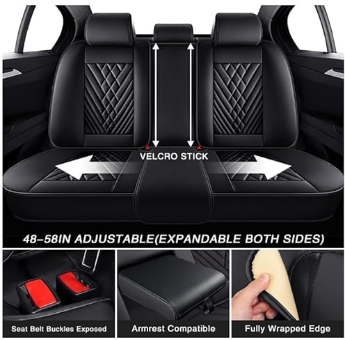 MYHAZCVD Komplettset Autositzbezüge für BMW E30 E34 E90 E60 E39 E36 E87 F30 M5 F10 E46 X5 E53 E70 G30,Leder Wasserdichter Universal Set Schwarz grau