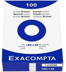 Exacompta Karteikarten A6 blanko weiß VE=100 Stück