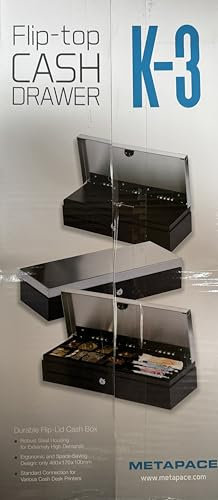 Metapace K-3 Noir caisse enregistreuse - caisses enregistreuses (Noir, 460 x 100 x 170 mm)
