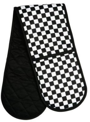 Premier Housewares Check Mate Double Oven Glove - Black/White