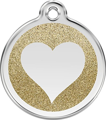 RED DINGO Hundemarke GLITTER Herz gold, groß