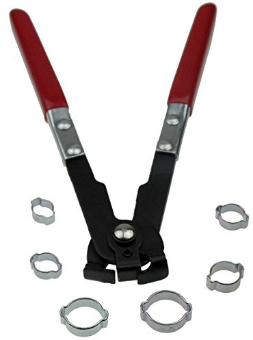 125 x Universal 2 Ohr Schlauchklemmen-Sortiment (2-Ohr-Klemmen) Zwei-Ohr-Klemmen 8-20 mm + Schlauchklemmenzange/Schlauchschellen-Zange z.B. Leitungsschelle an Kühlerleitungen, Benzinschläuche etc.