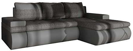 Eckcouch Oslo Mini, Ecksofa mit Bettkasten und Schlaffunktion, Sofa, Couch, Bettsofa, Schlafcouch, Polsterecke, Farbauswahl (Ecksofa Rechts, Soft 029 + Majorca 03)