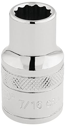 Draper 33600 1/2-Inch Square Drive Polished Chrome Imperial Socket, 7/16-Inch Size