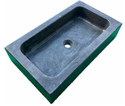 LAVABO o FREGADERO RÚSTICOS RECTANGULAR DE MÁRMOL NATURAL NEGRO - 70 x 40 cm