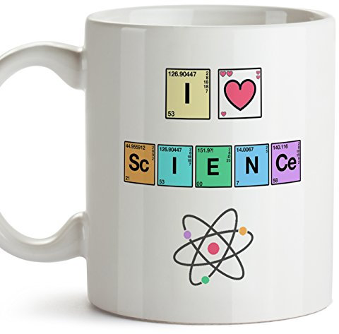 MUGFFINS Taza química - I Love Science - Tazas de café para químicos. Regalos para químicos, para los Amigos y la Familia - Cerámica - 11oz / 350 ml