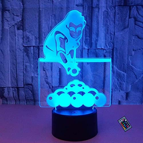 YTDZLTD Optische Täuschung 3D Billard Nacht Licht 16 Farben Andern Sich Fernbedienung USB-Strom Touch Schalter Dekor Lampe LED Lampe Tisch Kinder Brithday weihnachten Geschenk