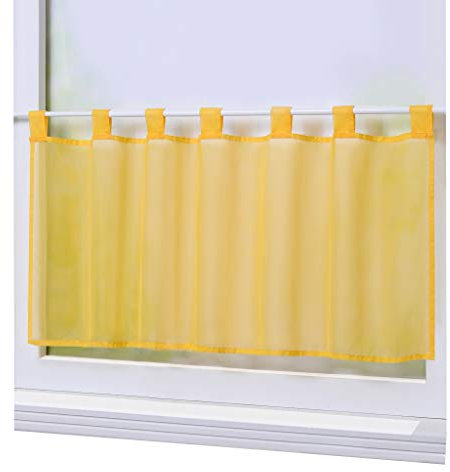 Joyswahl Scheibengardine Voile Bistrogardine »Eva« Unifarbige Kurzstore Transparente Gardine Stores HxB 45x90cm Gelb 1er Pack