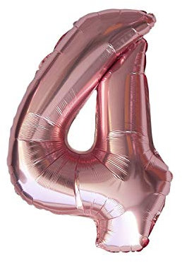 Oblique Unique® Folien Luftballon mit Zahl Nummer in Roségold für Geburtstag Jubiläum Party Deko Folienballon - Zahl wählbar (Nr 4)