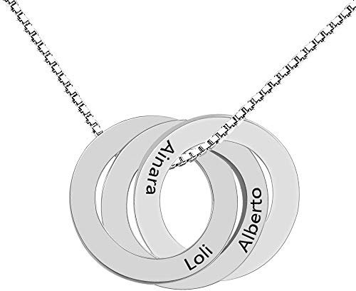 Godmoy Personalisierte Gravierte Russische Ring-Halskette für ihren 925 Sterling Silber-3 Name