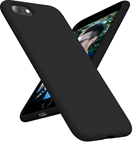 OTOFLY Compatible with iPhone SE Case,iPhone 8 Case,Ultra Slim Fit Phone Cases Liquid Silicone Cover with Full Body Soft Bumper Protection Anti-Scratch Shockproof Case 4.7(Black)