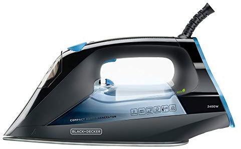 Black+Decker BXIR2401E Ferro da Stiro a Vapore con Caldaia, Plastica, Nero