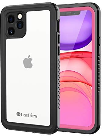 Lanhiem for iPhone 11 Pro Max Case, IP68 Waterproof Dustproof Shockproof Case with Built-in Screen Protector, Full Body Sealed Protective Front and Back Cover for iPhone 11 Pro Max (Pink)