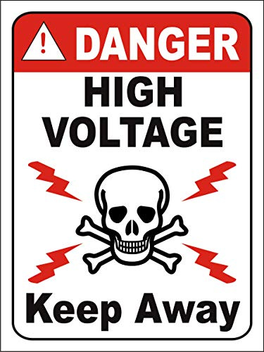 eSplanade Warnschild-Aufkleber „Danger High Voltage“, einfach zu montieren, wetterbeständig, langlebige Tinte (Größe 30,5 x 22,9 cm)