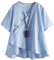 FTCayanz Chemisier Femme Lin Blouse Col V Ample T Shirt Vintage Manches Courtes Tunique Tops Bleu XL