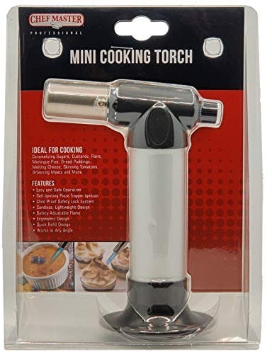 Chef Master Mini Cooking Torch, Food Torch Lighter for Cooking, Butane Kitchen Lighter with Self-Igniting Peizo Trigger, Adjustable Flame for Restaurants for Desserts, Steaks, Creme Brulee, BBQ -90269