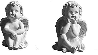 LISAQ Kreative Engelskulptur Hausgarten Garten im Freien Garten Dekor Europäische Statue Ornament （2er Pack）
