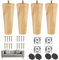 TAIANJI 8cm Möbelbeine Holz Tischbeine 4 Stück Möbelfüße Holz mit Montageplatten & Schrauben für Sofa Bett Schrank Couch Stuhl