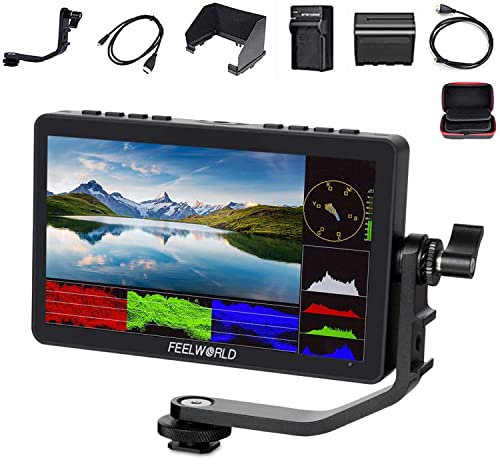 Feelworld F5 Pro V4+Np-F970 Batteria+Caricabatterie+Custodia Da Trasporto 6 Pollici Touch Screen Dslr Camera Monitor Da Campo Con 3D Lut F970 Kit Esterno Installazione