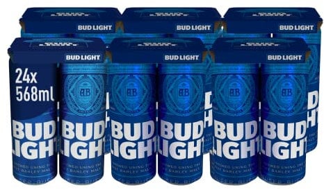Bud Light Lager Beer Can 24 x 568ml 3.5% Lager | LOW CALORIE BEER ONLY 27 KCAL PER 100ML |