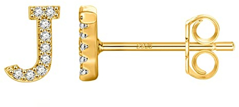 Beydod Ohrstecker Silber 925 Damen, Ohrringe 26 Buchstaben mit Zirkonia Ohrringe Mädchen Gold Nickelfrei