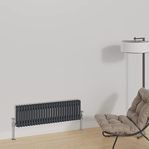 Warmehaus Horizontale traditionelle Säule Designer Heizkörper 300x1190mm Doppel-Panel Gusseisen Anthrazit Zentralheizung Heizkörper