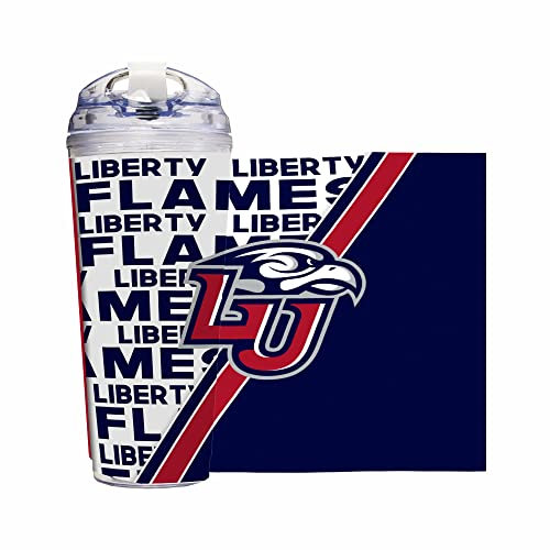 Rico Industries NCAA Liberty Flames Standard 24oz Acrylic Tumbler with Hinged Lid, Officially Licensed Double Wall Tumbler with Straw
