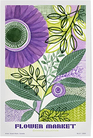 artboxONE Poster 150x100 cm Typografie Susan Black - Flower Market Lila - Bild Blume ausstellungsposter Blume
