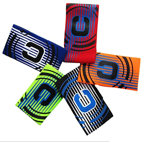 WeddHuis 5 Stück Kapitänsbinde für Teenagers Und Adulte - Verstellbare Spielführerbinde und Armbinde des Kapitäns - Elastisches Fußballband in Schwarz, Regenbogen und Bright - Ideal für Fußball
