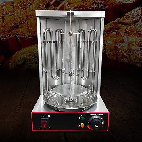 Dönergrill 3000W Elektrisch Dönerspieß Drehspieß Tischgrill Gyrosmaschine Dönermaschine Automatisches Döner Grill,Zwei Heizungsrohre, 50-300℃, 29.5 x 30 x 48cm