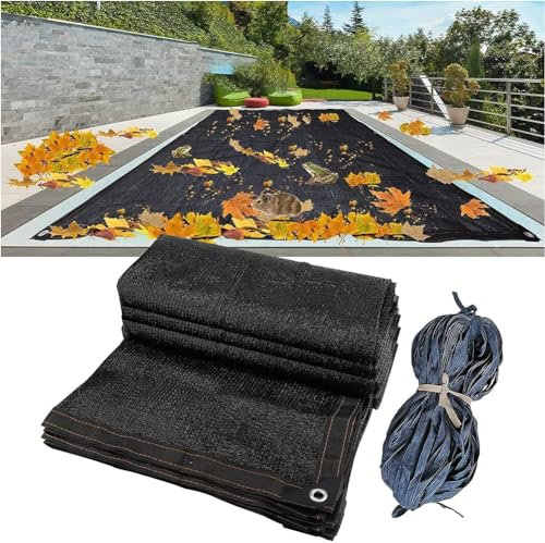KemNet Red Hojas para Piscina, 5 x 10 m, Lona protección Piscinas Fuera del Suelo, Red Duradera para Hojas Piscina, Red Hojas Rectangular para Piscina enterrada y sobre el Suelo