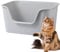 Vealind Bandeja de Arena para Gatos con Parte Superior Abierta, Lados Altos y Entrada Baja, 100% a Prueba de Fugas, Antisalpicaduras (Gris)