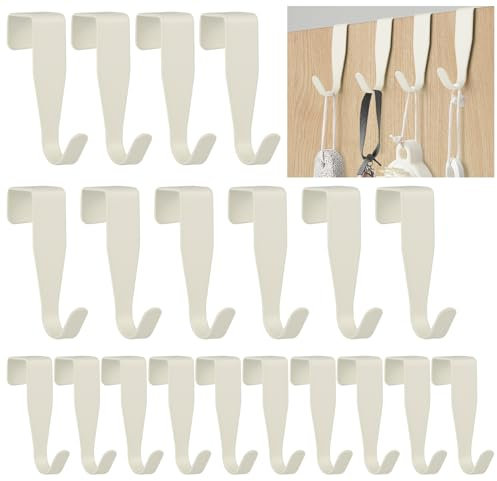 HOCUCHELAND 20 Stück Türhaken zum Einhängen, Kleiderhaken tür Einhängen aus Edelstahl mit Starke Tragfähigkeit, Türhaken Weiß, Garderobenhaken tür Robust für Schranktür und Zimmertür
