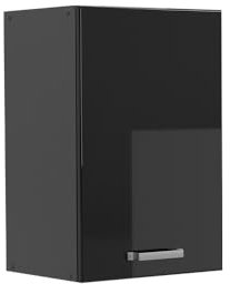 Vicco Hängeschrank R-Line, hängender Küchenschrank, Schwarz Hochglanz/Anthrazit, 40 cm