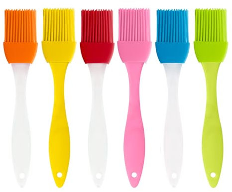 RSYHVG6 pcs Heat Resistant Brush, Pastry Brush Oil Brushes Silicone Basting Pastry Brushes Baking Brushes Set 6 Color Oil Brushes Heat Resistant for Baking Cooking BBQ
